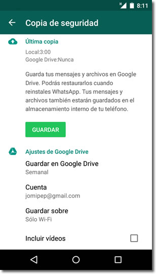 Las copias de seguridad de Whatsapp ahora también en Google Drive