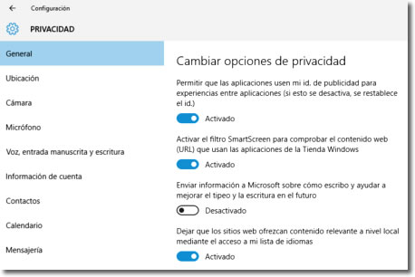 Las opciones de privacidad de Windows 10 que debemos revisar