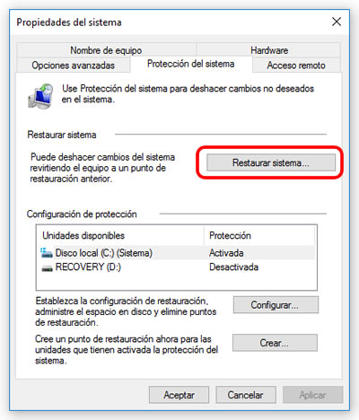 Cómo y por qué crear puntos de restauración en Windows 10