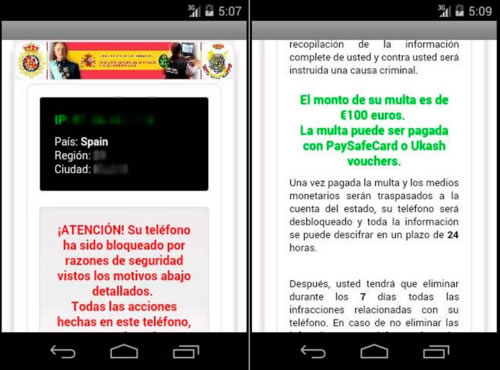 El virus de la Policía sigue muy activo en Android