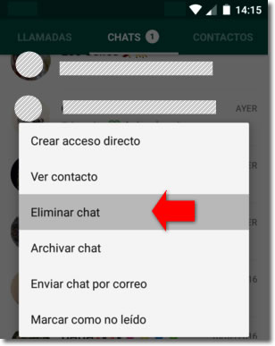 Cómo borrar completamente una conversación del Whatsapp