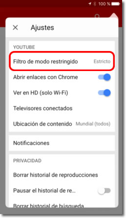 Configura YouTube para ocultar los vídeos inapropiados para niños