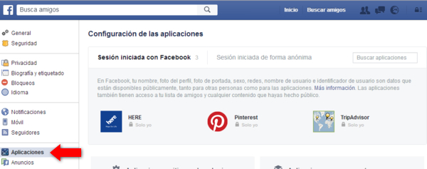Revisa los permisos concedidos a las aplicaciones en tus perfiles sociales