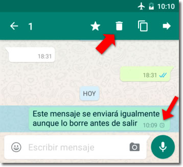 Whatsapp envía tu mensaje aunque lo borres antes de salir