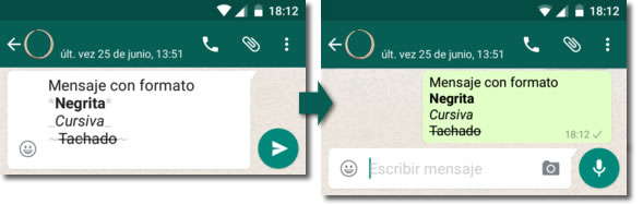 Negrita, cursiva y tachado cuando escribimos en Whatsapp