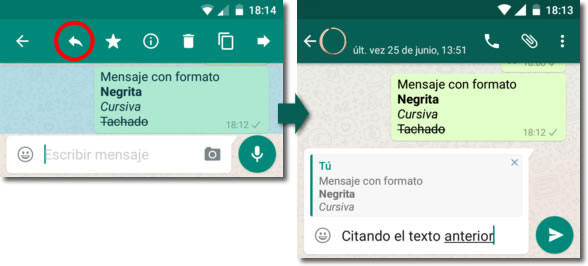 Negrita, cursiva y tachado cuando escribimos en Whatsapp