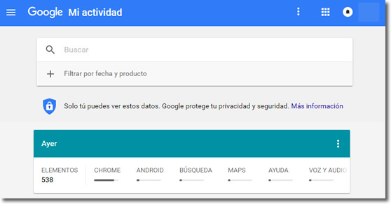 Mi actividad en Google