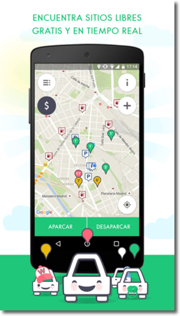 Aplicación para buscar lugar de aparcamiento Wazypark