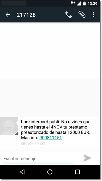 Cuidado con los préstamos preconcedidos por SMS