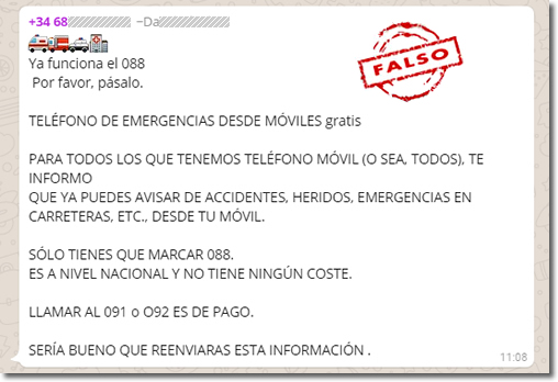 Ya funciona el 088, por favor, pásalo. No hagas caso, es un bulo