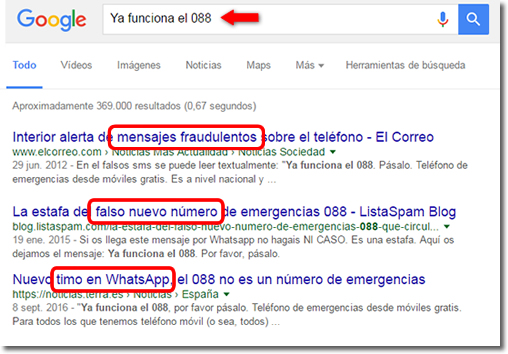 Ya funciona el 088, por favor, pásalo. No hagas caso, es un bulo