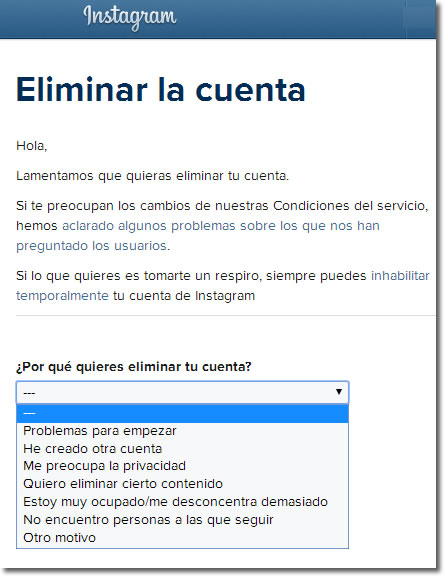 Cómo eliminar una cuenta de Instagram para siempre