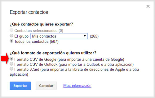 Cómo trasladar nuestros contactos entre cuentas Gmail