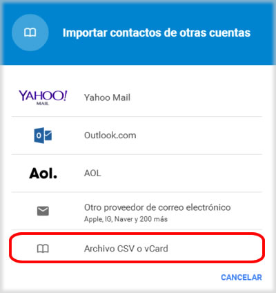 Cómo trasladar nuestros contactos entre cuentas Gmail