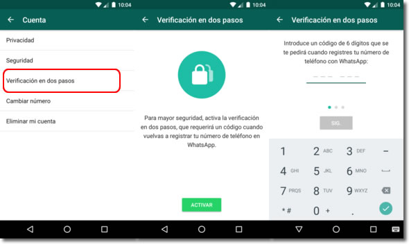 Whatsapp también incluye la verificación en dos pasos