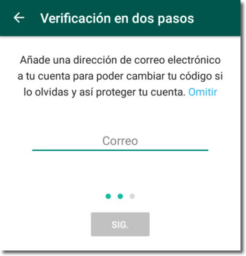 Whatsapp también incluye la verificación en dos pasos