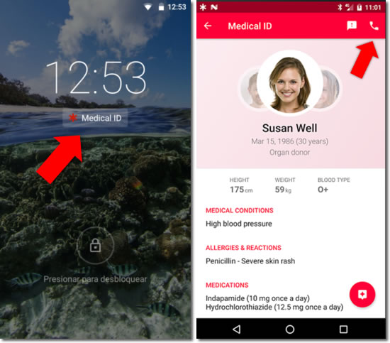 Muestra tus datos de emergencia aun con el bloqueo de pantalla