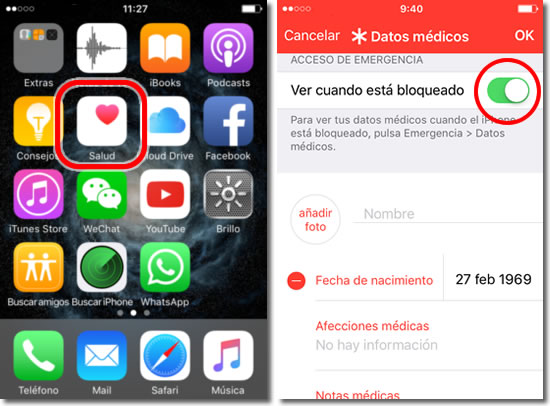 Muestra tus datos de emergencia aun con el bloqueo de pantalla