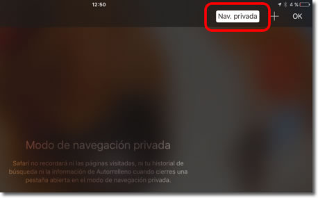 La navegación privada evita que otras personas sepan las páginas que hemos visitado