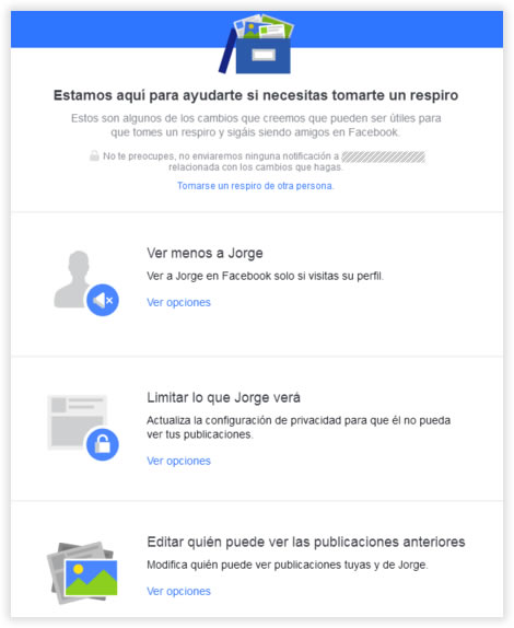 En Facebook puedes tomarte un respiro de tus amigos o de tu ex