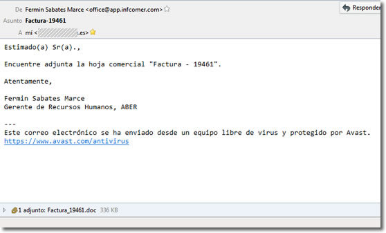 Cuidado con los adjuntos tipo Word en los correos electrónicos