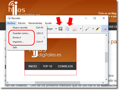 Recortes es la herramienta de Windows para hacer capturas de pantalla