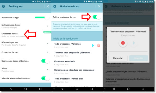 El navegador Waze permite grabar las instrucciones con nuestra voz