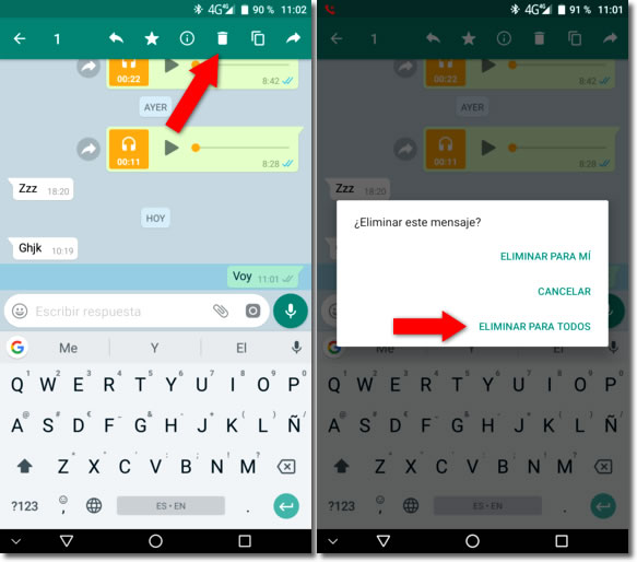 Whatsapp permite borrar mensajes después de enviarlos