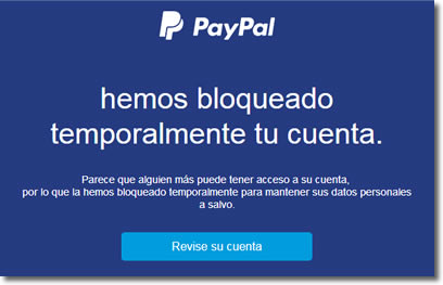 Hemos bloqueado temporalmente tu cuenta PayPal