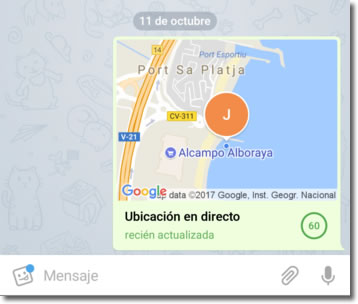 Comparte con Telegram tu ubicación de forma continua