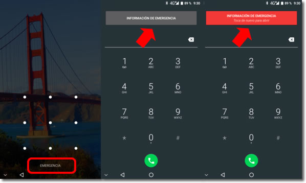 Información de emergencia en la pantalla de bloqueo de Android o iPhone