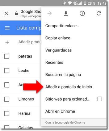 Crea la lista de la compra en Google y compártela con quien quieras