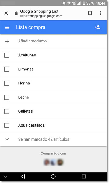 Crea la lista de la compra en Google y compártela con quien quieras