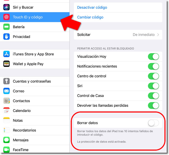 Borra tu iPhone o iPad al décimo intento de desbloqueo fallido