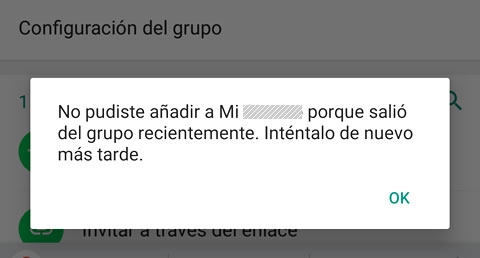 Cómo entrar en grupo de Whatsapp del que he salido dos veces