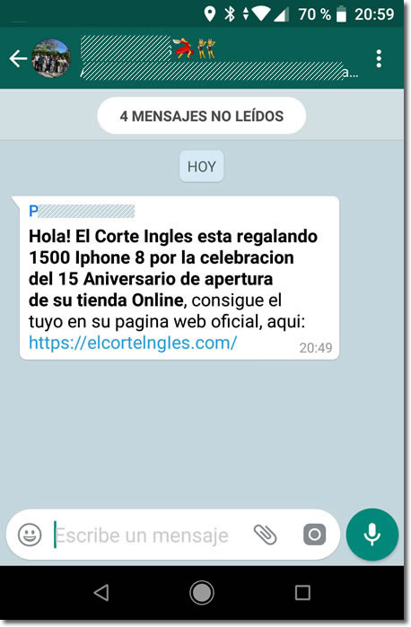 El Corte Inglés no regala iPhones por el aniversario de su tienda Online