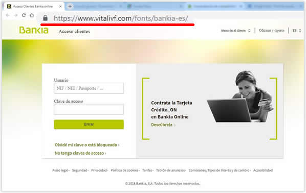 Campaña tipo phishing suplantando la identidad de Bankia