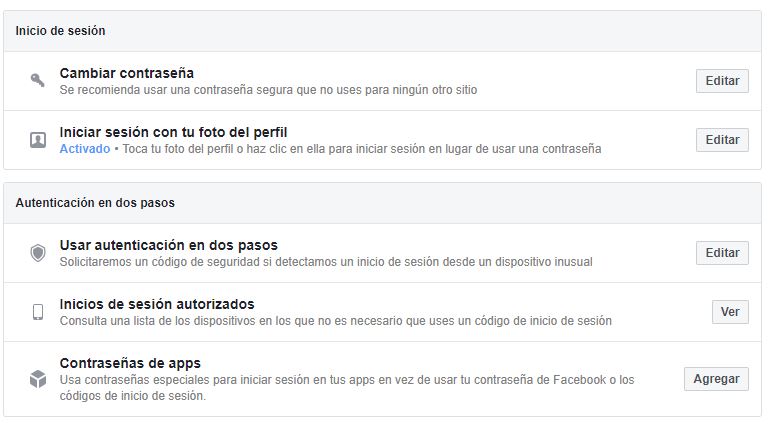 cambiar las contraseñas de facebook