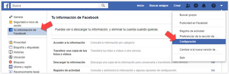 Configuración Facebook