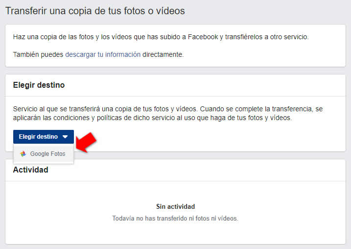 Elegir Google Fotos