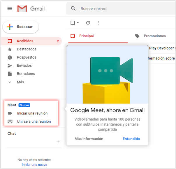 Google Meet en Gmail