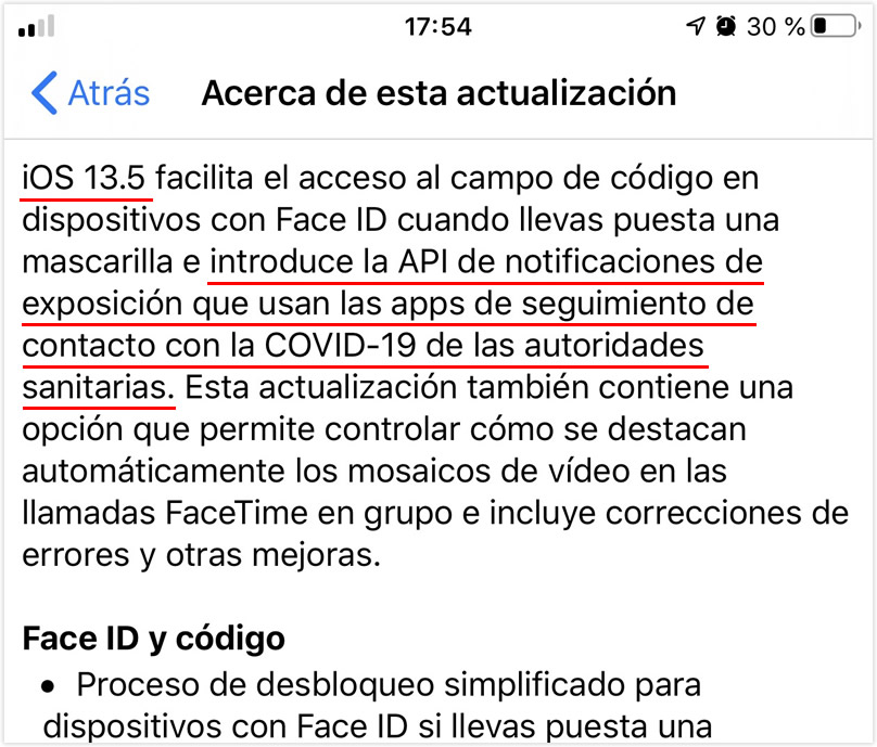 Notificaciones de exposición al Covid-19 en iOS