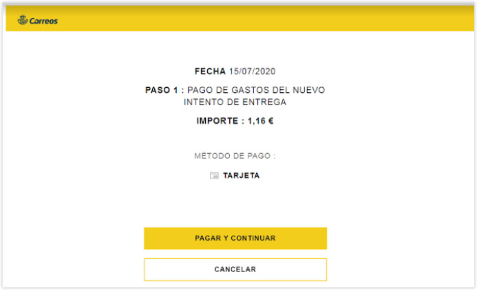 Página falsa Correos