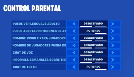 Control parental Fortnite