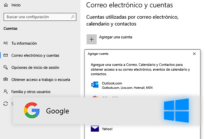 Sincroniza Google en Windows 10