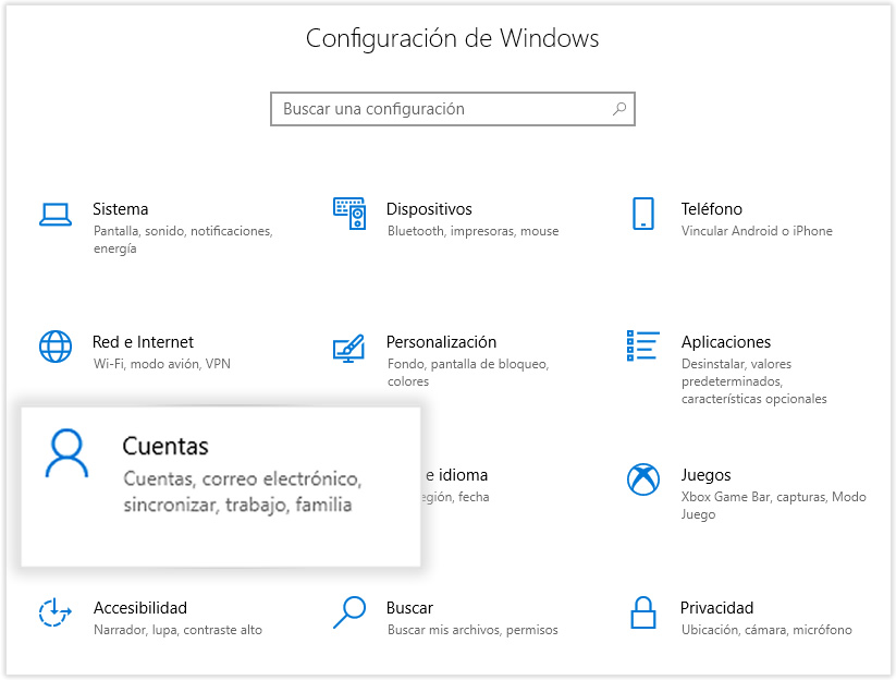 Configuración de Windows 10