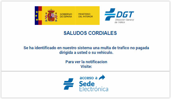 Saludos cordiales de la DGT falsa