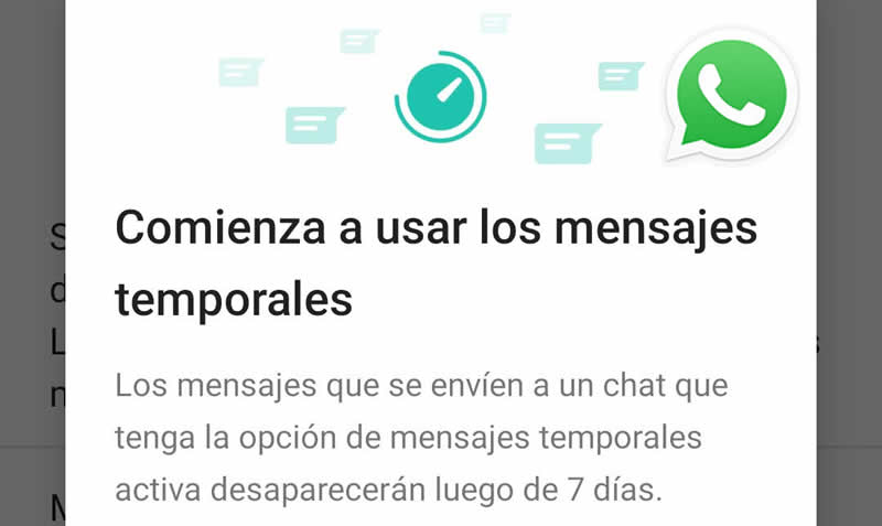 Mensajes temporales en Whatsapp