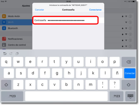 Introducir contraseña wifi