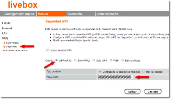 Cambiar contraseña Wifi